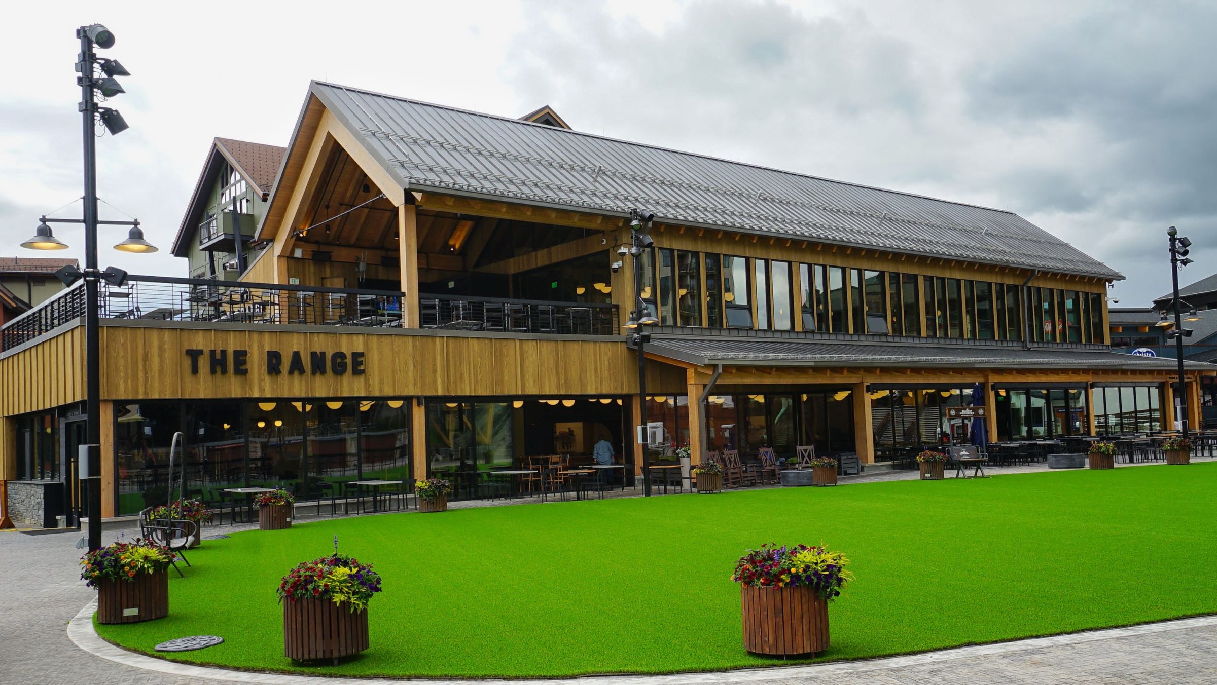 Exterior view of The Range Food & Drink Hall at Steamboat Resort.